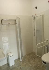 a bathroom with a shower and a toilet and a sink at Locanda Arcadia in Picerno