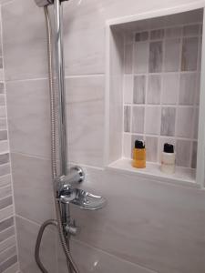 Bilik mandi di Deluxe studio & apartments Alexander