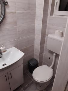 Bilik mandi di Deluxe studio & apartments Alexander