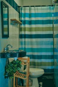 サユリタにあるBlue Pepper Beds Sayulitaのバスルーム(洗面台、トイレ、シャワー付)