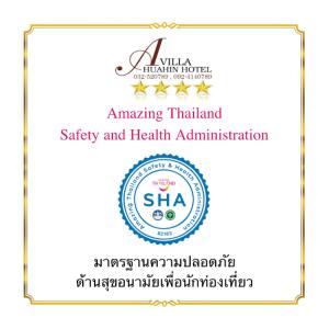 a label for an amazing thailand safety and health administration at A Villa Hua Hin Hotel in Hua Hin