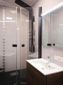 a bathroom with a sink and a shower at 2BDR Reine Astrid in Cannes