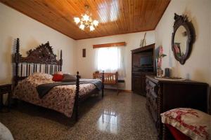 a bedroom with a large bed and a mirror at Casa Rural do Salgueirinho in Santo Tirso +59 photos