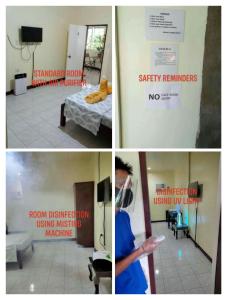 a collage of pictures of a room with a warning sign at Johann Ritz Place in Dumanjug