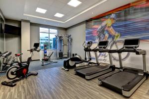 a gym with cardio equipment and a large painting on the wall at Hyatt Place Prince George in Prince George