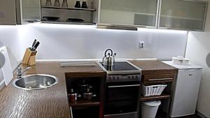 Kuchyň nebo kuchyňský kout v ubytování Apartments Centrum
