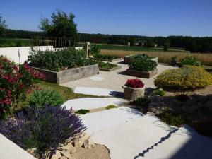 a garden with plants and flowers on a patio at AU GRAIN D'ORGE in Échiré +61 photos