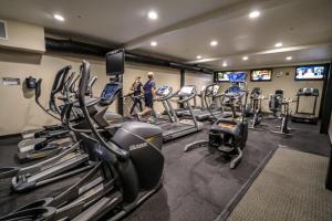 a gym with a bunch of tread machines in it at Snowcreek V #774 condo in Mammoth Lakes