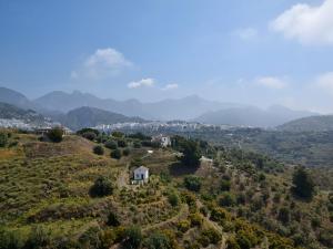 フリヒリアナにあるBelvilla by OYO Cortijo Albaricoqueの山を背景にした丘の上の家