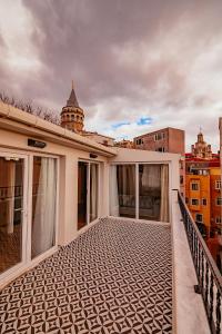 a balcony with a view of the city at Galata Hill Hotel in Istanbul