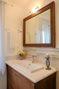 uma casa de banho com um lavatório branco e um espelho. em Il Pino Di Spazzavento em Cetona