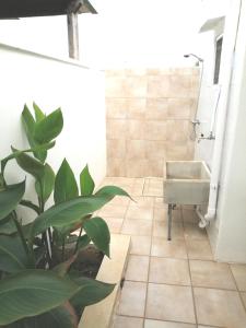 a bathroom with a sink and a plant at Casa vacanze SALENTO BELLA VISTA in Capilungo