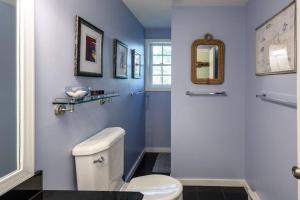 ein Badezimmer mit einem weißen WC und einem Spiegel in der Unterkunft Martha's Vineyard Vacation Home in Edgartown