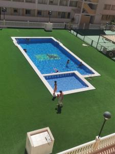 Spain Apartments Mar De Cristal في مار ذي كريستال: مجموعة أشخاص يسبحون في مسبح