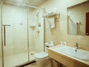 Koupelna v ubytování GreenTree Inn HeBei ZhangJiaKou ZhangBei Caoyuantian Rd ZhangKu Avenue Express Hotel