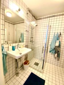 Koupelna v ubytování Mellbystrand Björkvägen Apartment