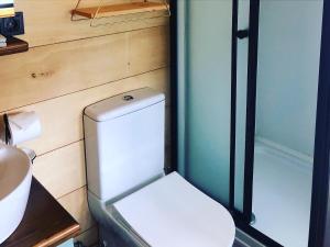 Postel nebo postele na pokoji v ubytování Tiny house kayaköy kumquat