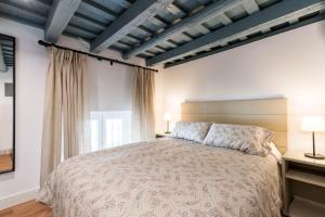 een slaapkamer met een groot bed en een raam bij Apartamentos Leoncillos in Sevilla +152 foto's