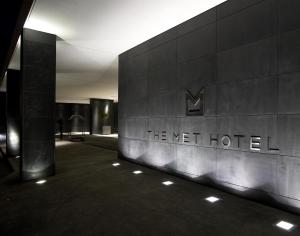 a building with a sign that reads the net hotel at The Met Hotel Thessaloniki, a Member of Design Hotels in Thessaloniki