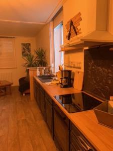 eine Küche mit einer Spüle und einer Arbeitsplatte in der Unterkunft gîte de nonna in Givet