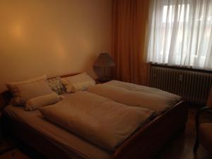 1 Schlafzimmer mit 2 Betten und einem Fenster in der Unterkunft Gästehaus Stapf in Oberaurach