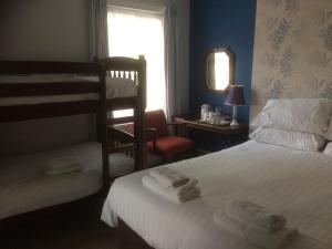 1 dormitorio con 2 literas y ventana en The Brandize Guest House, en Torquay