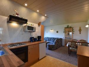 a kitchen and a living room with a couch at Apartment in Starigrad with Terrace, Garden, BBQ, Parking in Klein Nienhagen