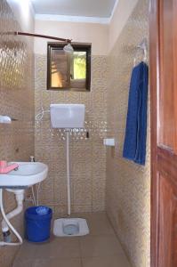 a bathroom with a sink and a mirror at Lunguya Lodge in Dar es Salaam