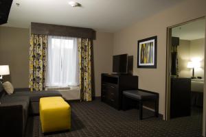 a hotel room with a bed and a television at Holiday Inn Express and Suites Madison Central, an IHG Hotel in Madison