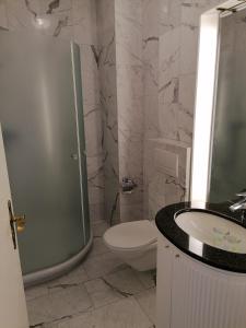 a bathroom with a shower and a toilet and a sink at Condominio Golfo d'Oro in Ascona +7 photos