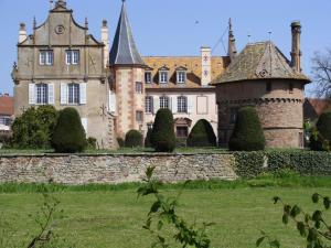 an old castle with a stone wall and a building at Le Château D'Osthoffen in Osthoffen