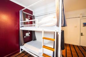 a bunk bed with a ladder in a room at Safestay Glasgow Charing Cross in Glasgow