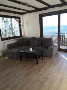 sala de estar con sofá y mesa de centro en Ferienhaus Nele en Hilders