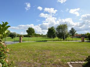ZingemにあるSpacious villa in Zingem with gardenの塀と木が植えられた大草原