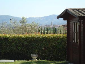 un giardino con siepe e un edificio di Belvilla by OYO Paneolio a Pistoia
