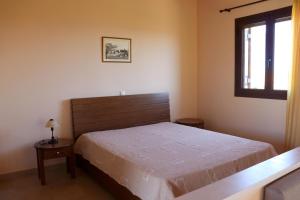 a bedroom with a bed and a window at TAKIS BIZOS House 1 in Koroni