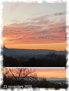 dos fotos de una puesta de sol en el cielo en Residence Grimani en Stroncone