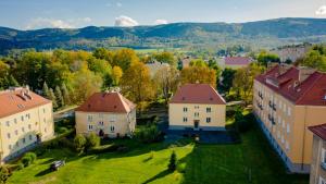 an aerial view of a village with houses and trees at Apartament LENA III Deluxe in Kowary