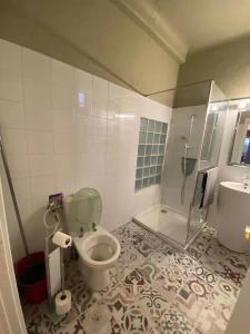 ペルピニャンにあるLe Castillet- Perpignan centre villeのバスルーム(トイレ、シャワー、シンク付)