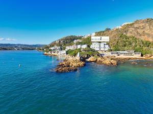 an aerial view of a small island in the water at Beacon House in Knysna