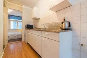 cocina con fregadero y encimera en Charming apartment in city center, en Ámsterdam