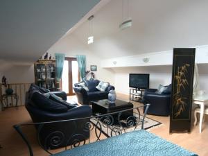 - un salon avec deux canapés et une télévision dans l'établissement Bryngower House, à Llanrhidian