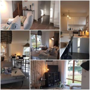 a collage of photos of a kitchen and a living room at Villa Sainte Marguerite in Pornichet