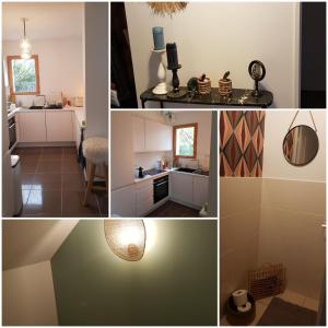 a collage of photos of a kitchen and a room at Villa Sainte Marguerite in Pornichet