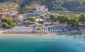 an aerial view of a beach with a resort at Lagomandra Hotel and Spa in Lagomandra