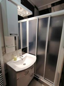 a bathroom with a sink and a shower at Duh Zlatara in Nova Varoš +40 photos