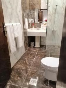 فندق سنترال بارك بيشة في قلعة بيشة: حمام مع مرحاض ومغسلة