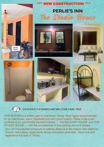 a collage of pictures of different types of furniture at Perlies Inn Studio House with NETFLIX in Tanay