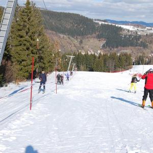 un gruppo di persone che sciano su una pista sciistica di Milanova koliba Zlatar a Nova Varoš
