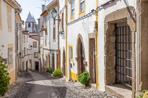 an alley in the old town stock photo at Casa do Castelo in Castelo de Vide